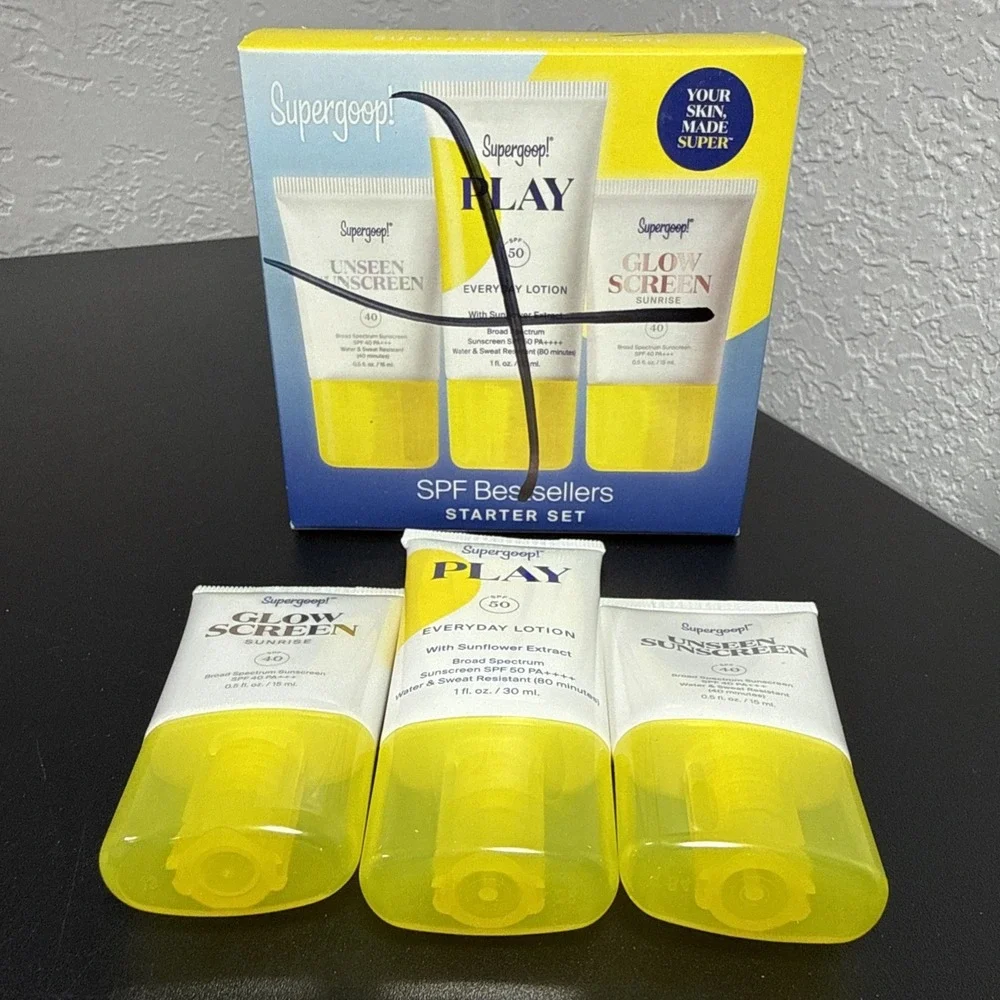 Supergoop Daily SPF Starter Set 3pc. Travel Size Exp: 03/2026 - 05/2027